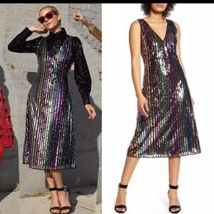 Halogen Iridescent Sequin Midi Dress
